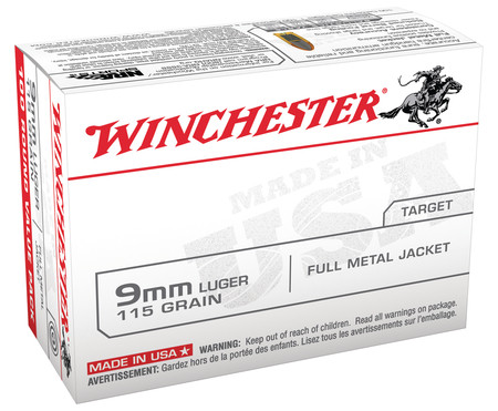 WIN USA Brand 9mm Luger 115 1,000 ROUNDS Grain Full Metal Jacket 100 Per Box USA Brand Handgun Ammunition