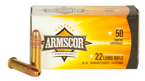 Armscor 22LR Ammo 40gr Standard Velocity Solid Point Ammunition - 50 Rounds