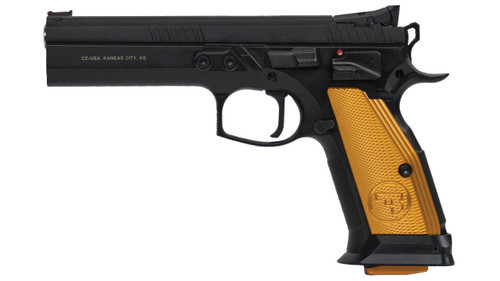 .CZ 91260 CZ 75 Tactical Sport Single 40 Smith & Wesson (S&W) 5.4 17+1 Orange Aluminum Grip Blk