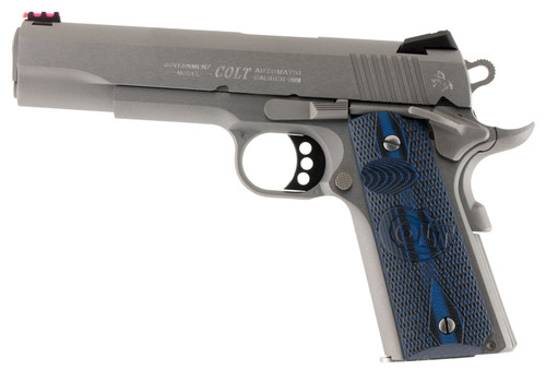 Colt Mfg O1072CCS 1911 Competition 9mm Luger 5" 9+1 Stainless Steel Scalloped Blue Checkered G10 Grip