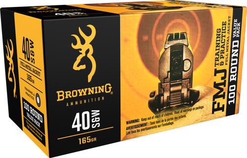 Browning B191800404 40 S&W Handgun Ammo 165gr 100 Rounds 020892224308