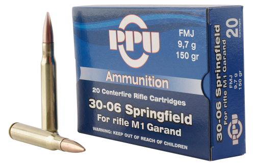 PPU 30-06 Springfield Ammunition PP3006G 150 gr Full Metal Jacket 20 Rounds