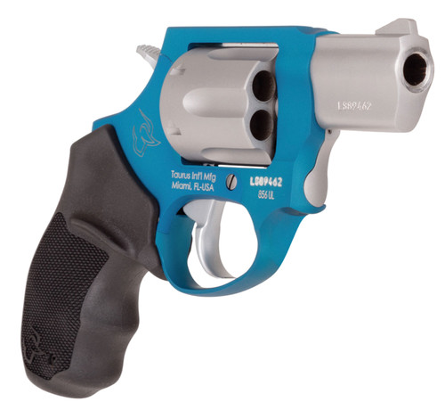 Taurus 2856029ULC09 856 Ultra-Lite 38 Special 6 Round 2 Stainless/Azure Black Rubber Grip