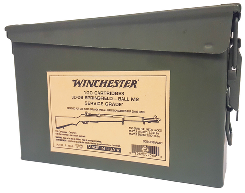 Winchester Ammo SG3006WAC Service Grade  30-06 Springfield 150 GR Full Metal Jacket (FMJ) 100 Bx/ 2 Cs