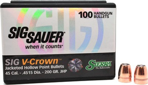 SIERRA BULLETS .45 CAL .4515 200GR JHP SIG V-CROWN 100CT