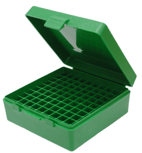 MTM AMMO BOX .38/.357 100-ROUNDS GREEN