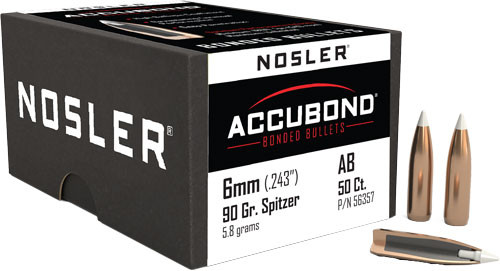 NOSLER BULLETS 6MM .243 90GR ACCUBOND 50CT