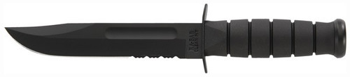 KA-BAR FIGHTING/UTILITY KNIFE 7 SERR W/PLASTIC SHEATH BLACK