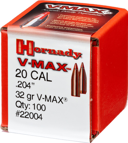 HORNADY BULLETS 20 CAL .204 32GR V-MAX 100CT