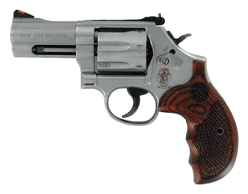 S&W 686 DELUXE .357 3 AS 7-SH ROUND BUTT CHECKERED WOOD GRIP 7335