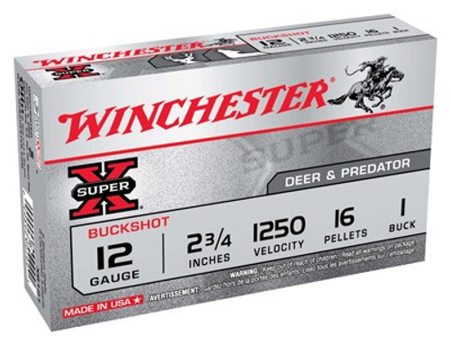 WIN AMMO SUPER-X 12GA. 2.75 1250FPS. #1BK 16-PELLETS 5-PK.