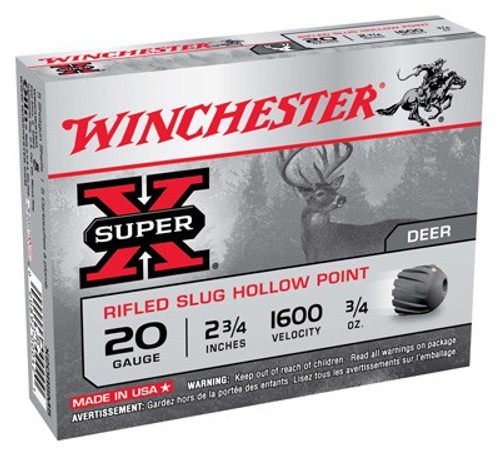 WIN AMMO SUPER-X SLUGS 20GA. 2.75 1600FPS. 3/4OZ. 5-PACK