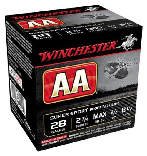 WIN AMMO AA TARGET 28GA. 2.75 1300FPS. 3/4OZ. #8.5 25-PACK