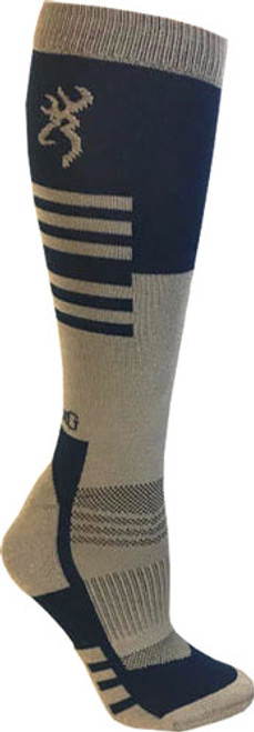 BG UNISEX ELM SOCKS M/L BLUE & TAUPE CALF HEIGHT