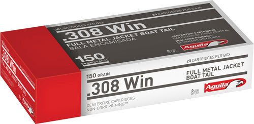 Aguila 308 Ammo 150gr FULL METAL JACKETED Ammunition - 20 Rounds