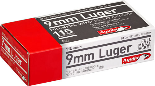 AGUILA AMMO 9MM LUGER 115GR. FMJ-RN 50-PACK