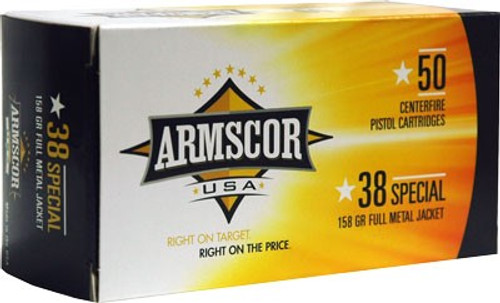 ARMSCOR AMMO .38 SPECIAL 158GR FMJ-RN 50-PACK MADE IN USA