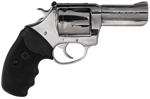 Charter Arms 73539 Mag Pug Large 357 Mag 5 Shot 3" High Polished Stainless Steel Barrel Cylinder & Frame With Black Finger Grooved Rubber Grip