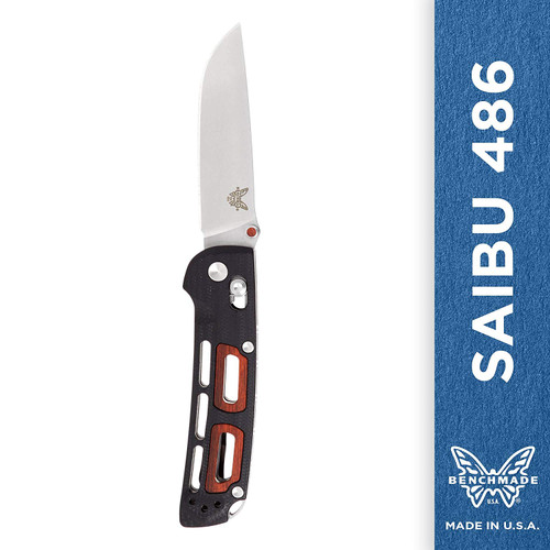  Benchmade -Saibu 486 Knife, Drop-Point Blade, Plain Edge, Satin Finish, Black Handle 