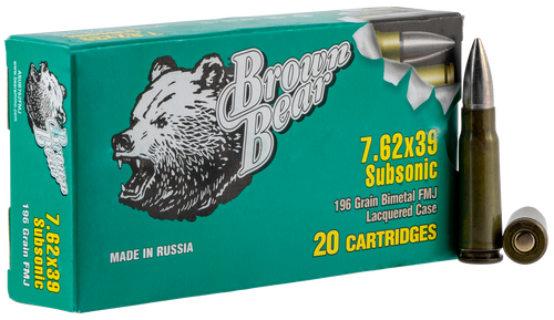 FIME Group LLC ASUB762FMJ Brown Bear  7.62X39 196 GR Full Metal Jacket (FMJ) 20 rounds
