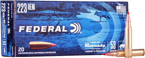 Federal V223VM53 223 Rem Ammunition 53Gr Polymer Tipped 20 Rounds