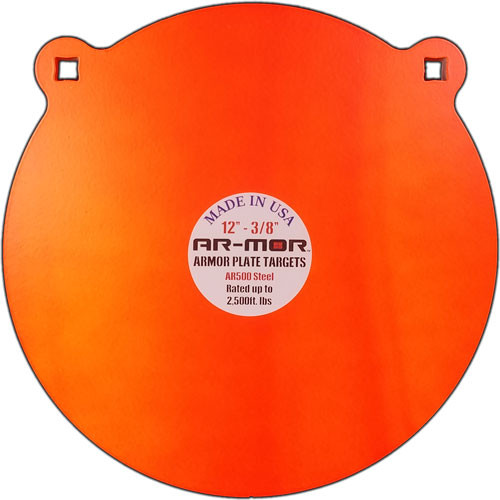 AR-MOR 12 AR500 STEEL GONG 3/8 THICK STEEL ORANGE ROUND