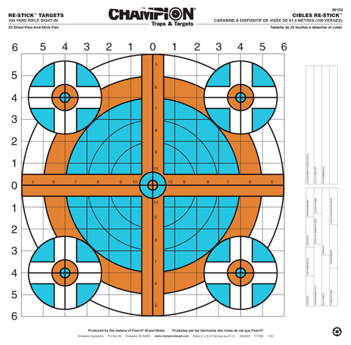 CHAMPION RE-STICK 100 YD RIFLE SIGHT IN SELF-ADHESVE TRT 25-P