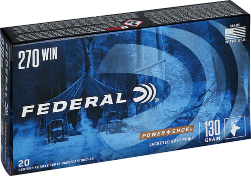 Federal 270A 270 Win Ammunition 130Gr Jacketed Soft Point 20 Rounds