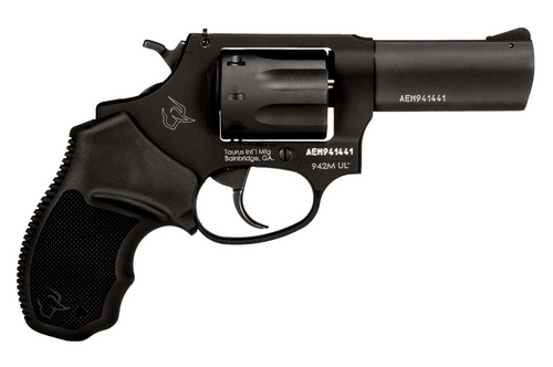 Taurus 2-942M031UL 942 Ultra-Lite 22 WMR 8rd 3" Matte Black Finish Barrel Matte Black Finish Cylinder Black Anodized Finish Aluminum Frame & Finger Grooved Black Polymer Grip