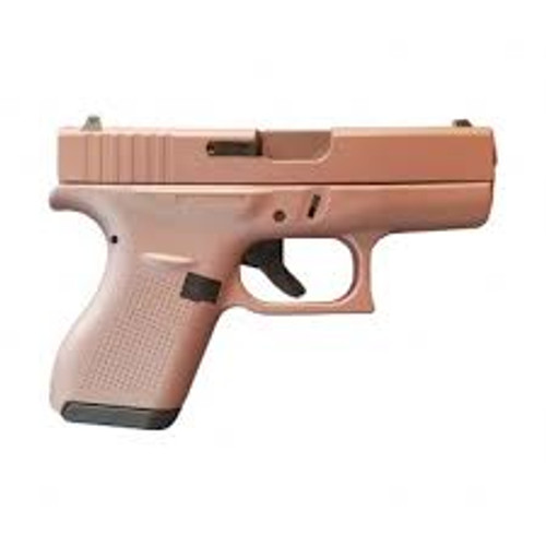 Glock - G42, 380 ACP, 3.25" Barrel, Fixed Sights, Rose Gold, Rose Gold Pvd barrel, 2/6rd