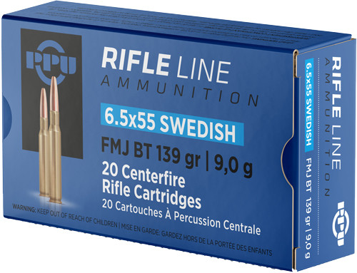 PPU AMMO 6.5X55 SWEDISH 139GR. FMJ 20RD BOX