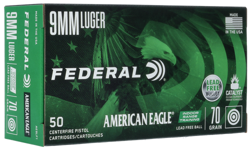 Federal AE9LF1 9mm Luger Handgun Ammo 70gr 50 Rounds 604544656565