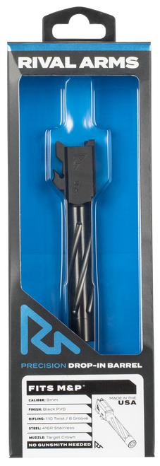 Rival Arms RA20S201A Precision V1 Drop-In Barrel 9mm Luger 3.10" Black PVD Finish 416R Stainless Steel Material for S&W M&P (Except for M2.0)
