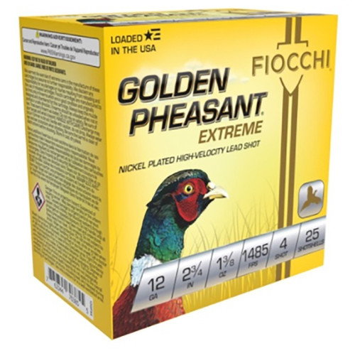 Fiocchi 12 Gauge Ammo 1-3/8 oz #4 Lead Ammunition - 25 Rounds