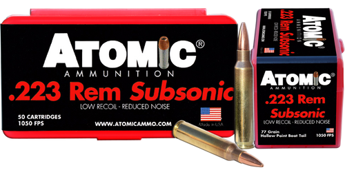 Atomic- 00429 Rifle Subsonic 223 Rem/5.56NATO 77 GR Hollow Point Boat Tail 50 rounds