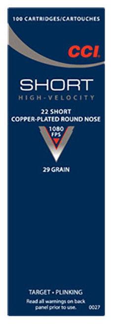 CCI 0027 Target & Plinking  22 Short 29 GR Copper-Plated Round Nose 100 Bx- 50 Cs
