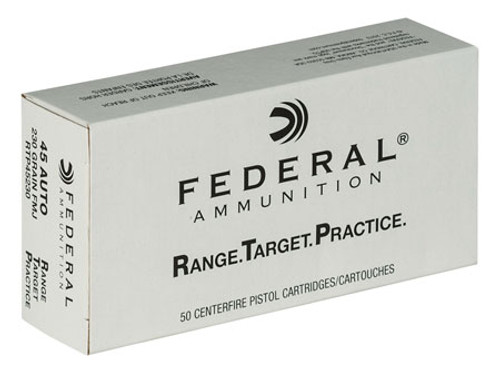 Federal RTP45230 -Range and Target  45 ACP 230 GR Full Metal Jacket FMJ 50 Rounds