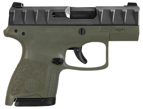 APX CARRY 9MM BLK/ODG 3 8+1BLACK SLIDE/GREEN FRAME|2 MAGSLow Bore AxisReversible Mag ReleaseFlat Trigger Guard 555