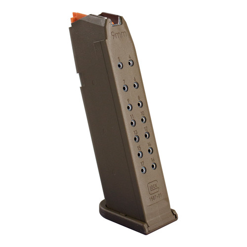 MAGAZINE G17 9MM 17RD FDE PKGPACKAGED | FLAT DARK EARTHFits G17  Gen 5  9mmPackaged Magazine