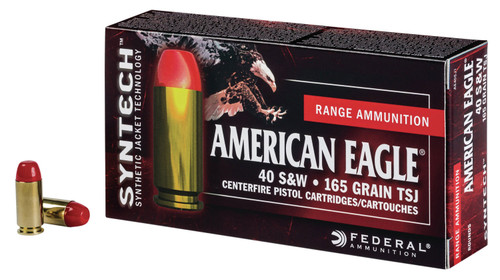   Federal AE40SJ1200 American Eagle 40 S&W 165 gr Total Syntech Jacket Flat Nose (TSJFN) 200 Bx/ 5 Cs