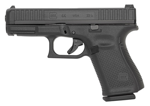 Glock UA4450101 G44 Compact 22 LR Caliber with 4.02" Glock Marksman Barrel, 10+1 Capacity, Overall Black Finish, Picatinny Rail Frame, Serrated Steel Slide, Rough Texture Interchangeable Backstraps & Adjustable Rear Sight (US Made) Glock UA4450101 G44 Compact 22 LR Caliber with 4.02" Glock Marksman Barrel, 10+1 Capacity, Overall Black Finish, Picatinny Rail Frame, Serrated Steel Slide, Rough Texture Interchangeable Backstraps & Adjustable Rear Sight (US Made)