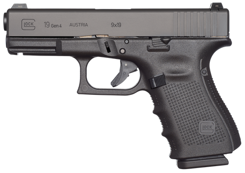   Glock UG1950203 G19 Gen 4 Compact 9mm Luger 4.01" 15+1 Black Black Interchangeable Backstrap Grip Fixed Sights