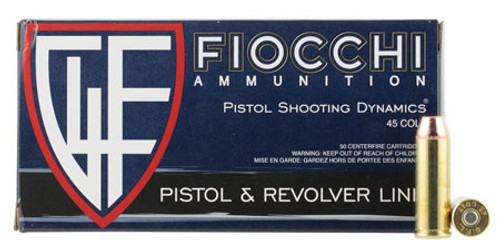  Fiocchi -45LCCMJ Shooting Dynamics  45 Colt (LC) 225 GR Copper Metal Jacket Flat Point 50 Bx/ 10 Cs