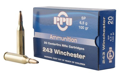   PPU PP2432 Standard Rifle 243 Win 100 gr Soft Point (SP) 20 Bx/ 10 Cs