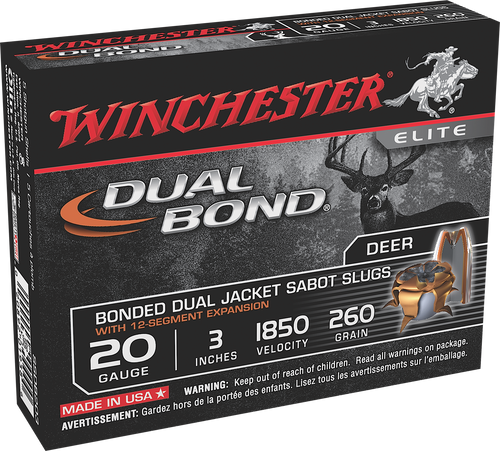 Winchester- Ammo SSDB203 Dual Bond Bonded Dual Jacket Sabot 20 Gauge 3 260 GR 5 Bx/ 20 Cs