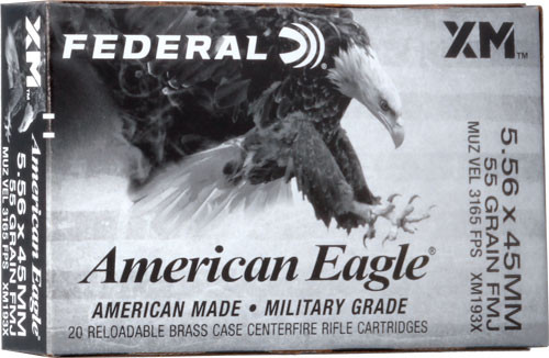 FED AMMO AE TACTICAL 5.56X45 XM193 55GR. FMJ-BT 20-PACK 8589