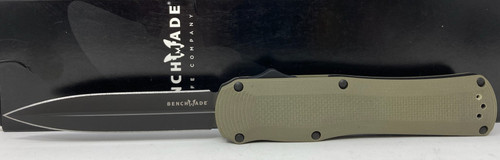 Benchmade 3400BK-1 Autocrat OTF Automatic - 3.71" Double Edge CPM-S30V Black Finish Blade - Olive Green G-10 Handle