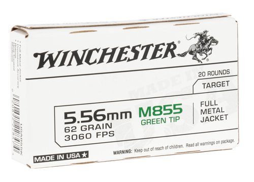 Winchester 5.56x45mm Ammunition WM855K 62 gr Full Metal Jacket Lead Core 20 Rounds
