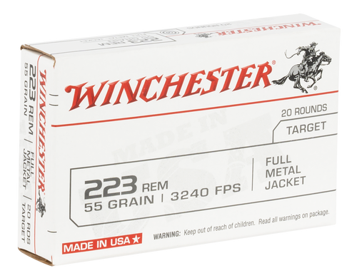 Winchester 223 Rem Ammunition W223K 55 gr Full Metal Jacket 20 Rounds