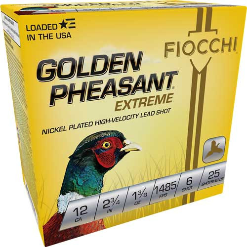 FIOCCHI GOLDEN PHEASANT 12GA. 2.75 1485FPS 1-3/8 #6 25-PK